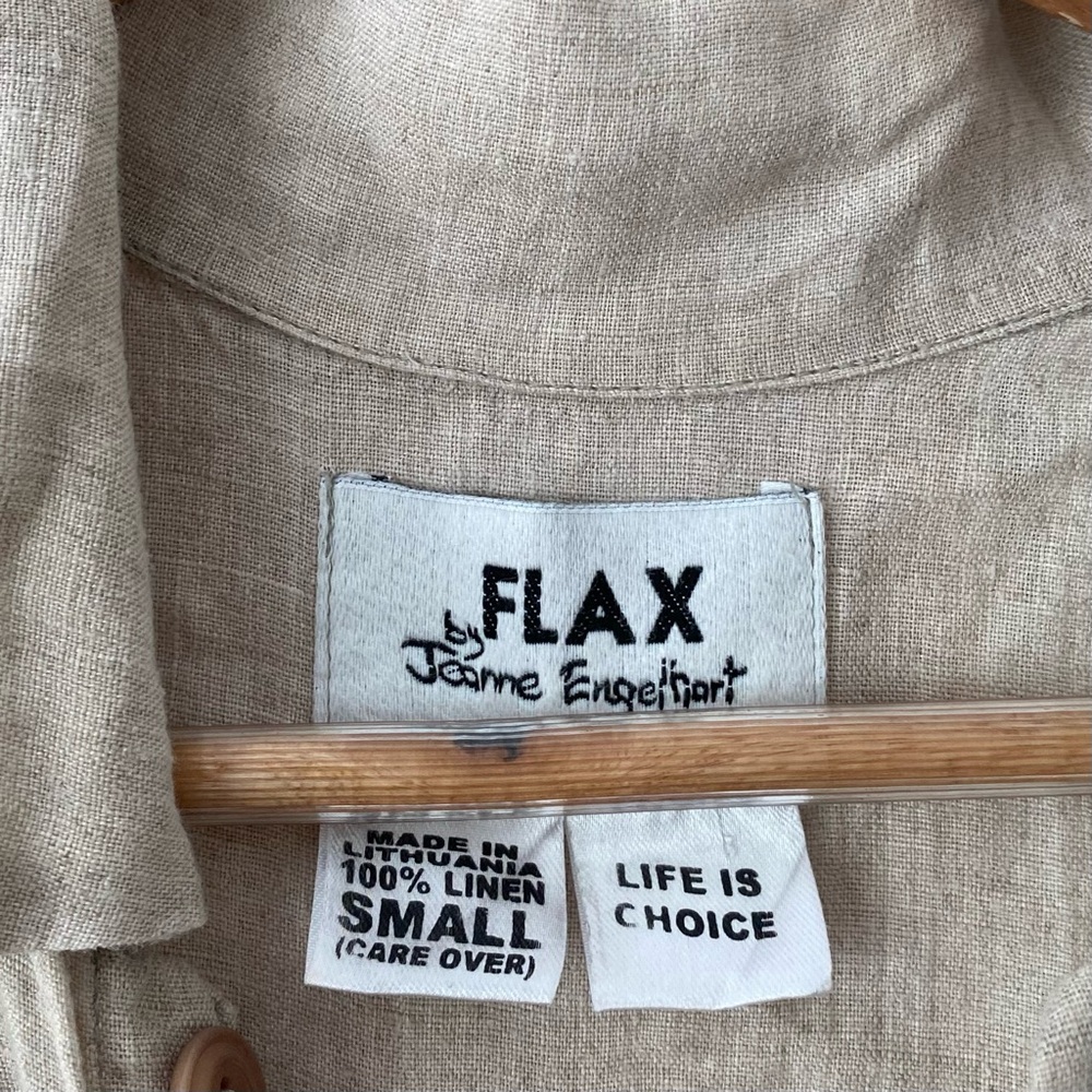 Flax By Jeanne Engelhart Neutral Linen Button Down Top - Picture 2 of 3